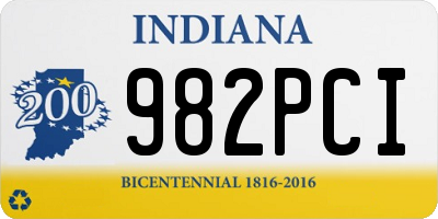 IN license plate 982PCI