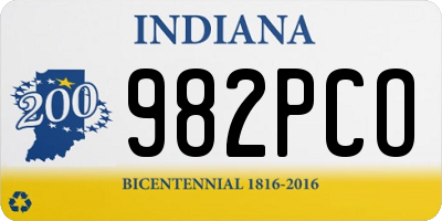 IN license plate 982PCO