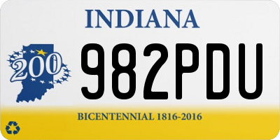 IN license plate 982PDU