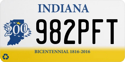 IN license plate 982PFT