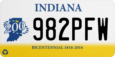 IN license plate 982PFW