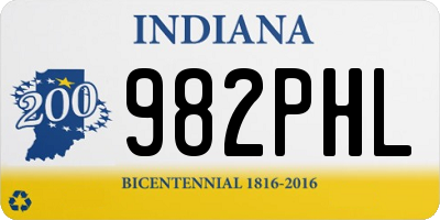 IN license plate 982PHL