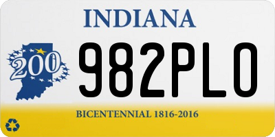IN license plate 982PLO