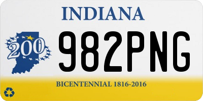 IN license plate 982PNG
