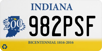 IN license plate 982PSF