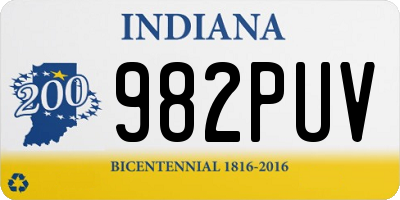 IN license plate 982PUV