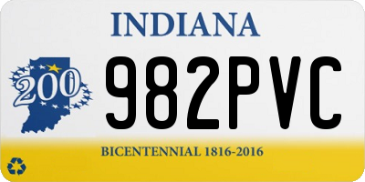 IN license plate 982PVC