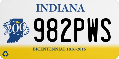 IN license plate 982PWS