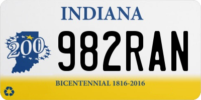 IN license plate 982RAN