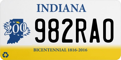 IN license plate 982RAO