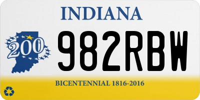 IN license plate 982RBW