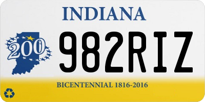 IN license plate 982RIZ