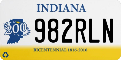 IN license plate 982RLN