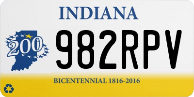 IN license plate 982RPV