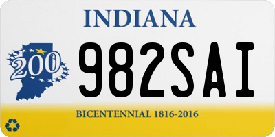 IN license plate 982SAI