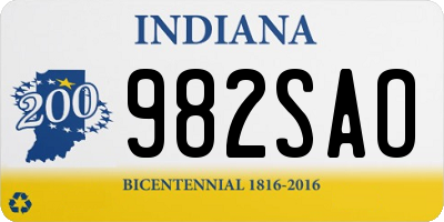 IN license plate 982SAO