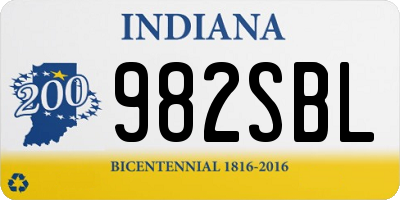 IN license plate 982SBL