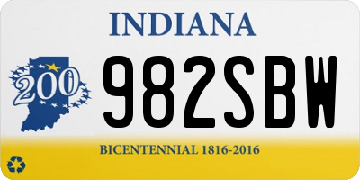 IN license plate 982SBW