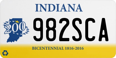 IN license plate 982SCA