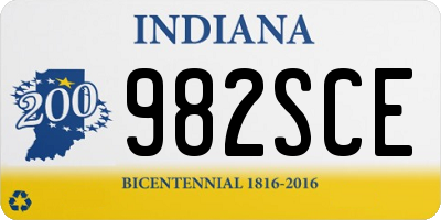 IN license plate 982SCE