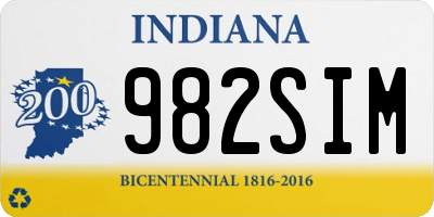 IN license plate 982SIM