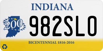 IN license plate 982SLO