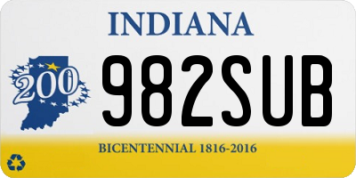 IN license plate 982SUB