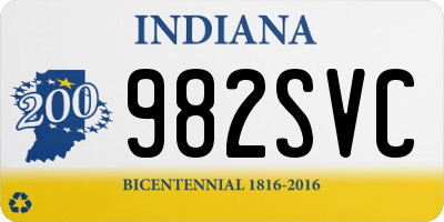 IN license plate 982SVC