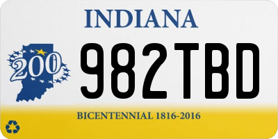 IN license plate 982TBD