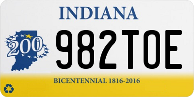 IN license plate 982TOE