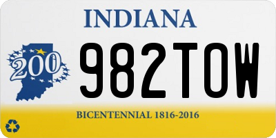 IN license plate 982TOW