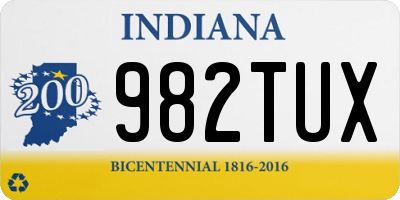 IN license plate 982TUX
