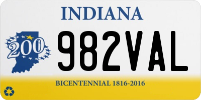 IN license plate 982VAL