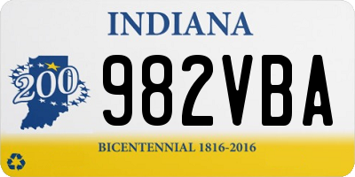 IN license plate 982VBA