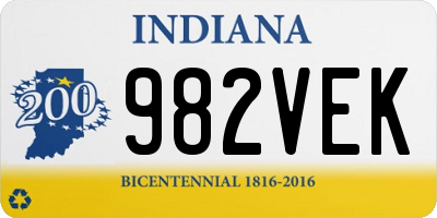 IN license plate 982VEK