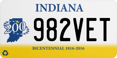 IN license plate 982VET