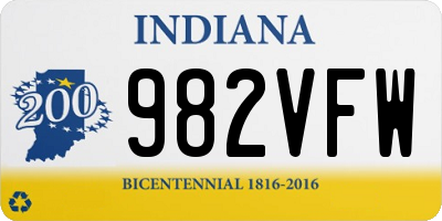 IN license plate 982VFW