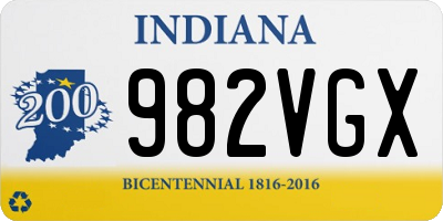 IN license plate 982VGX