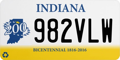 IN license plate 982VLW