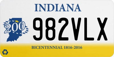 IN license plate 982VLX