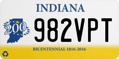 IN license plate 982VPT