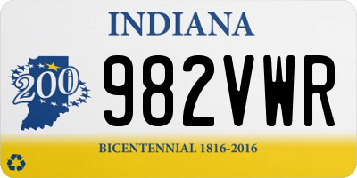 IN license plate 982VWR