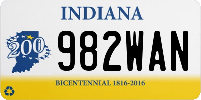 IN license plate 982WAN