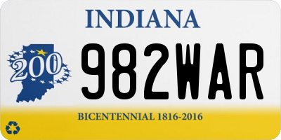 IN license plate 982WAR