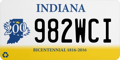 IN license plate 982WCI