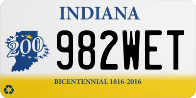 IN license plate 982WET