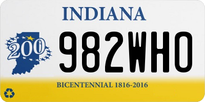 IN license plate 982WHO