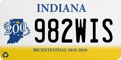 IN license plate 982WIS
