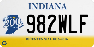 IN license plate 982WLF