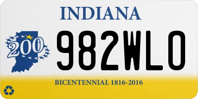IN license plate 982WLO